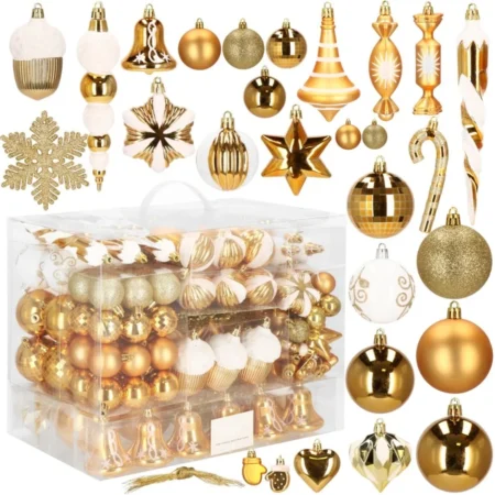 Bolas Plásticas 155 Pcs. Ouro. para O Natal Decoração de Árvores de Natal.